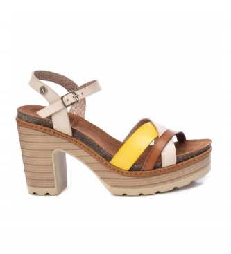 Xti Sandals yellow brown crossed straps -Height heel 9cm - Esdemarca Store  fashion, footwear and accessories - best brands shoes and designer shoes