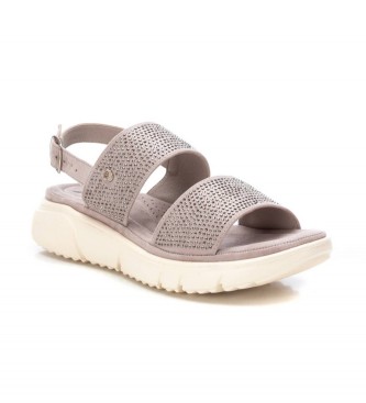 Xti Leather Sandals 141243 grey