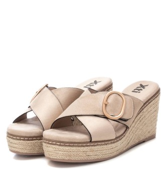 Xti Leather Sandals 141356 taupe -Heel height 9cm