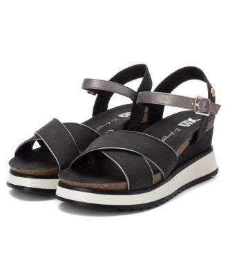 Xti Sandals 142595 black -Height 7cm wedge