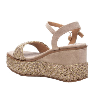 Xti Wedge sandals 142675 beige -height of the wedge: 9cm