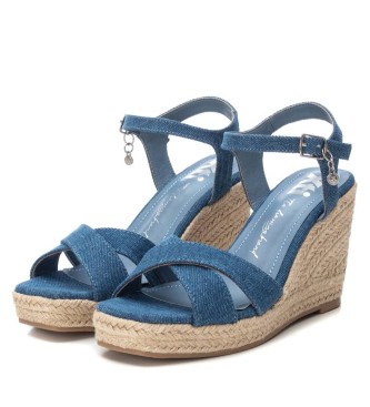 Xti Sandals 142768 blue -Height wedge 9cm