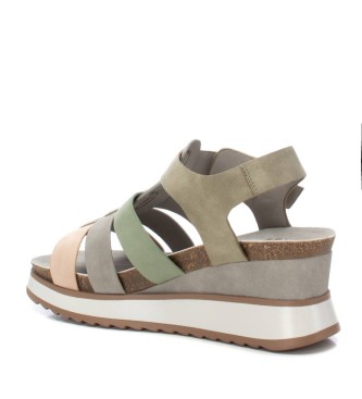 Xti Sandalen 142826 groen -Hoogte 7cm sleehak