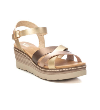 Xti Sandals 142853 gold -Height 6cm wedge