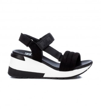 Xti Black wedge sandals - Height 7cm heel