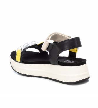 Xti Sandals strap instep black, yellow - Height platform 5cm