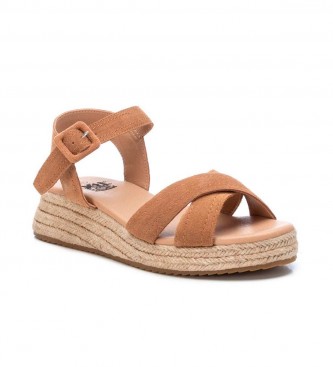 Xti Basic sandals brown - Height 5cm wedge 