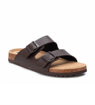 Xti Brown double buckle sandals