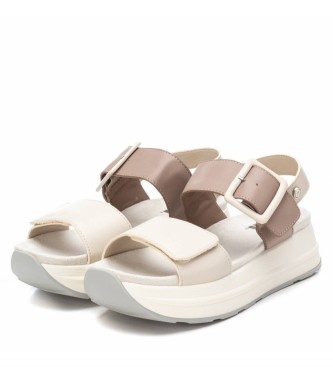 Xti Sandals platorma double white color - Platform height 5cm