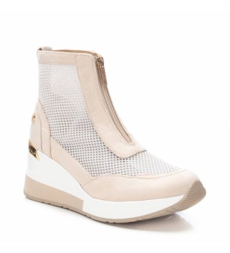 Xti Sneakers with beige transparencies - Height 7cm wedge