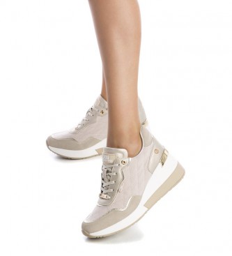 Xti Sneakers 44202 beige -Height of the wedge: 7cm