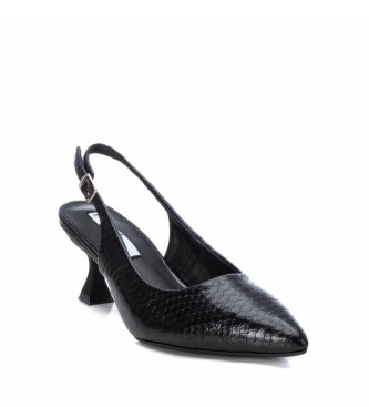 Xti Sapatos de efeito couro preto patenteado - calcanhar de 5cm de altura