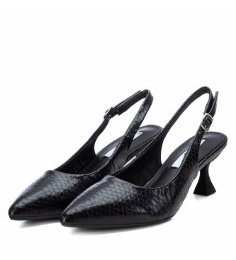 Xti Sapatos de efeito couro preto patenteado - calcanhar de 5cm de altura