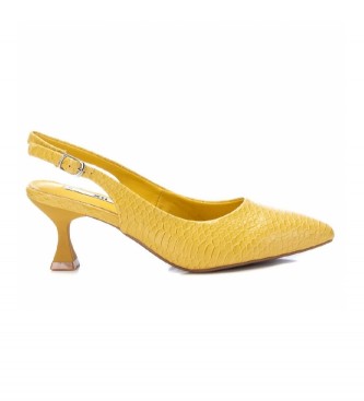 Xti Żółte buty z efektem lakierowanej skóry - Wysokość obcasa 5cm