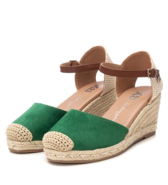 Xti Skórzane espadryle 140746 zielone