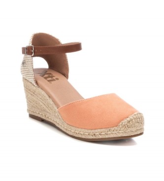 Xti Espadrilles en cuir corail 140746