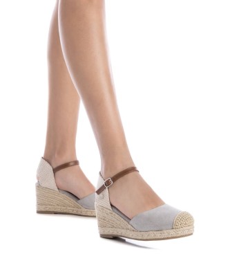 Xti Espadrilles en cuir argent 140746