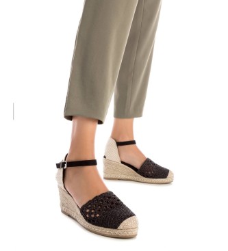 Xti Espadrillas 142333 nere - Altezza zeppa 6 cm