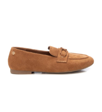 Xti Skórzane loafersy 144069 brązowe