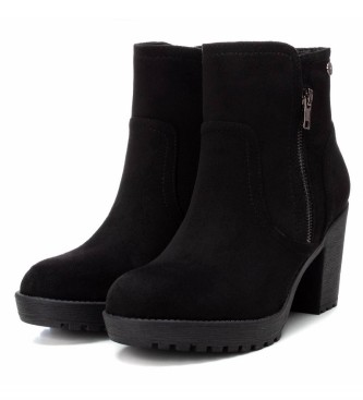 Xti Ankle boots in black suede 036673 -height heel: 7cm