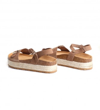 Yokono Leather platform sandals Mykonos-122 brown