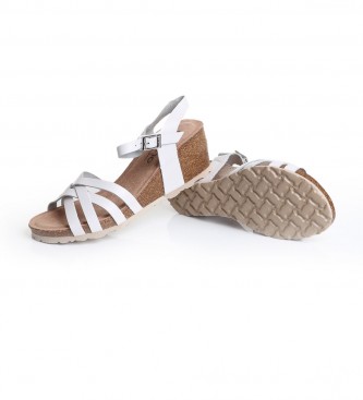 Yokono Multi straps leather sandals white - Height wedge 5.5cm 