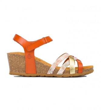 Comprar Yokono Sandalias de piel Cadiz 131 plata, naranja -altura cuña: 5.5 cm- - sua loja online Trekking