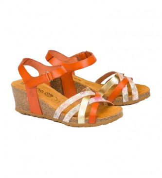 Comprar Yokono Sandalias de piel Cadiz 131 plata, naranja -altura cuña:  5.5cm- - tu tienda online de Trekking
