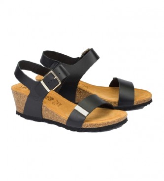 Yokono Leather sandals Cdiz 133 black -height cua: 5.5cm