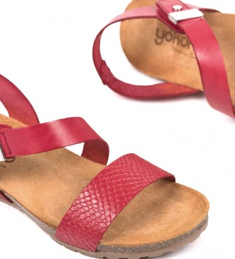 Yokono Sandálias de couro Capri 042 vermelho - Altura da cunha: 4cm