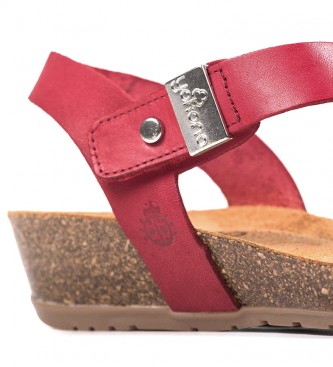 Yokono Sandálias de couro Capri 042 vermelho - Altura da cunha: 4cm