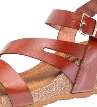 Yokono Lederen sandalen Cadiz 302 bruin -Gewicht wig 5cm- -Leren sandalen Cadiz 302 bruin -Gewicht wig 5cm- -Leren sandalen Cadiz 302 bruin 
