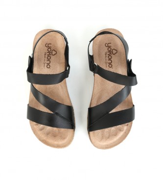 Yokono Chipre 145 leren sandalen zwart