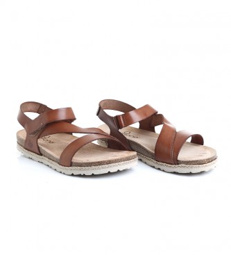 Yokono Leather flat sandals Cyprus 145 brown