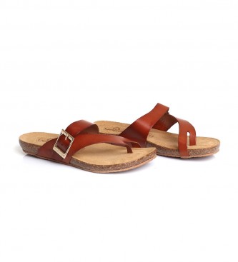 Yokono Flade lder sandaler Ibiza 013 brun
