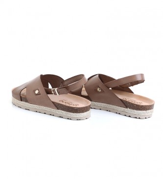 Yokono Taupe Java-153 leather sandals