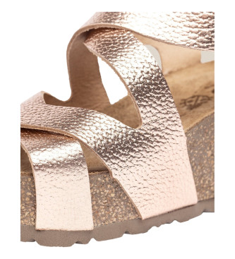 Yokono Bari pink leather sandals -Height wedge 