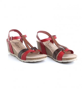Yokono Leren sandalen Cadiz 014 multicolour rood-Hoogte: 5,5 cm