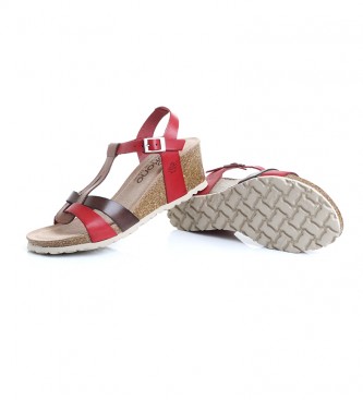 Yokono Leren sandalen Cadiz 014 multicolour rood-Hoogte: 5,5 cm
