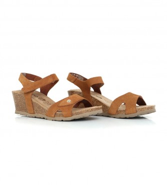 Yokono Cadiz 073 brune lder sandaler - Kilehjde 5.5cm