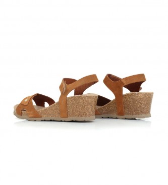 Yokono Cadiz 073 brown leather sandals - Wedge height 5.5cm