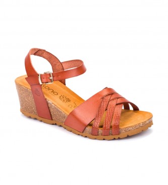 Yokono Cadiz 137 brown leather sandals -Height wedge 5.5cm