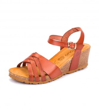 Yokono Cadiz 137 brown leather sandals -Height wedge 5.5cm