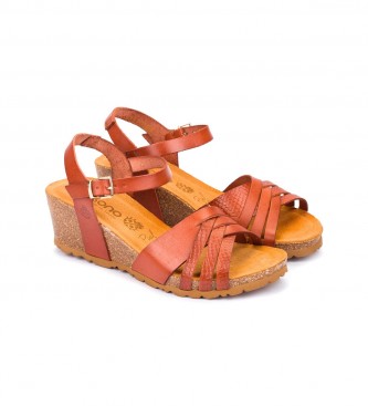 Yokono Cadiz 137 brune lder sandaler -Hjde kile 5.5cm