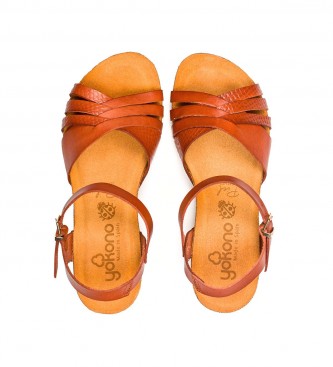 Yokono Cadiz 137 brune lder sandaler -Hjde kile 5.5cm