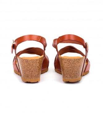 Yokono Cadiz 137 sandales en cuir marron -Hauteur de la semelle compense 5,5cm