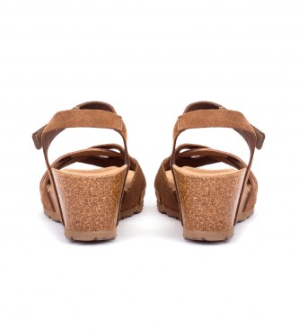 Yokono Cadiz 140 sandales en cuir marron -Hauteur du talon compensé 5,5cm