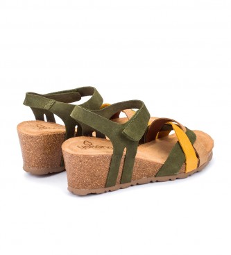 Yokono Lder sandaler Cadiz 140 flerfarvet grn -Hjde kile 5.5cm