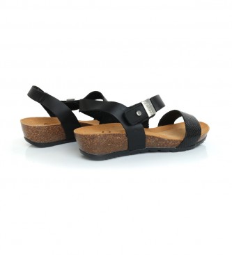 Yokono Capri 042 zwart lederen sandalen -Hoogte: 4cm