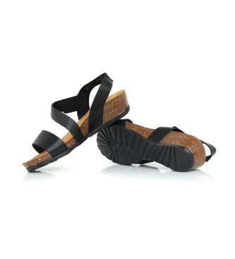 Yokono Capri 042 zwart lederen sandalen -Hoogte: 4cm